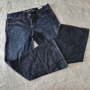 AEO American Eagle Outfitters Real Flare Denim Jeans 12 Short Dark Wash NWT